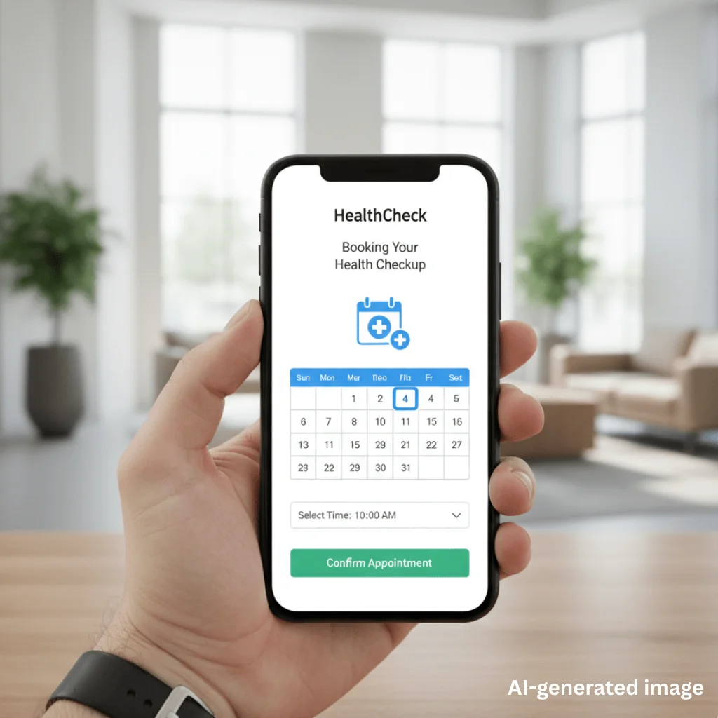 Booking health checkup online using a smartphone appointment calendar